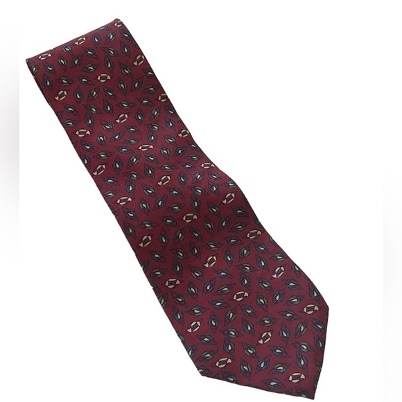 Christian Dior red and blue diamond pattern 100% silk necktie - Picture 1 of 5